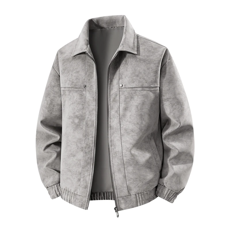 

New Leather Jacket Men's Autumn Plus Size Jacket Business Collar Suede Jacket Male Maillard High-end Handsome Leather Jacket