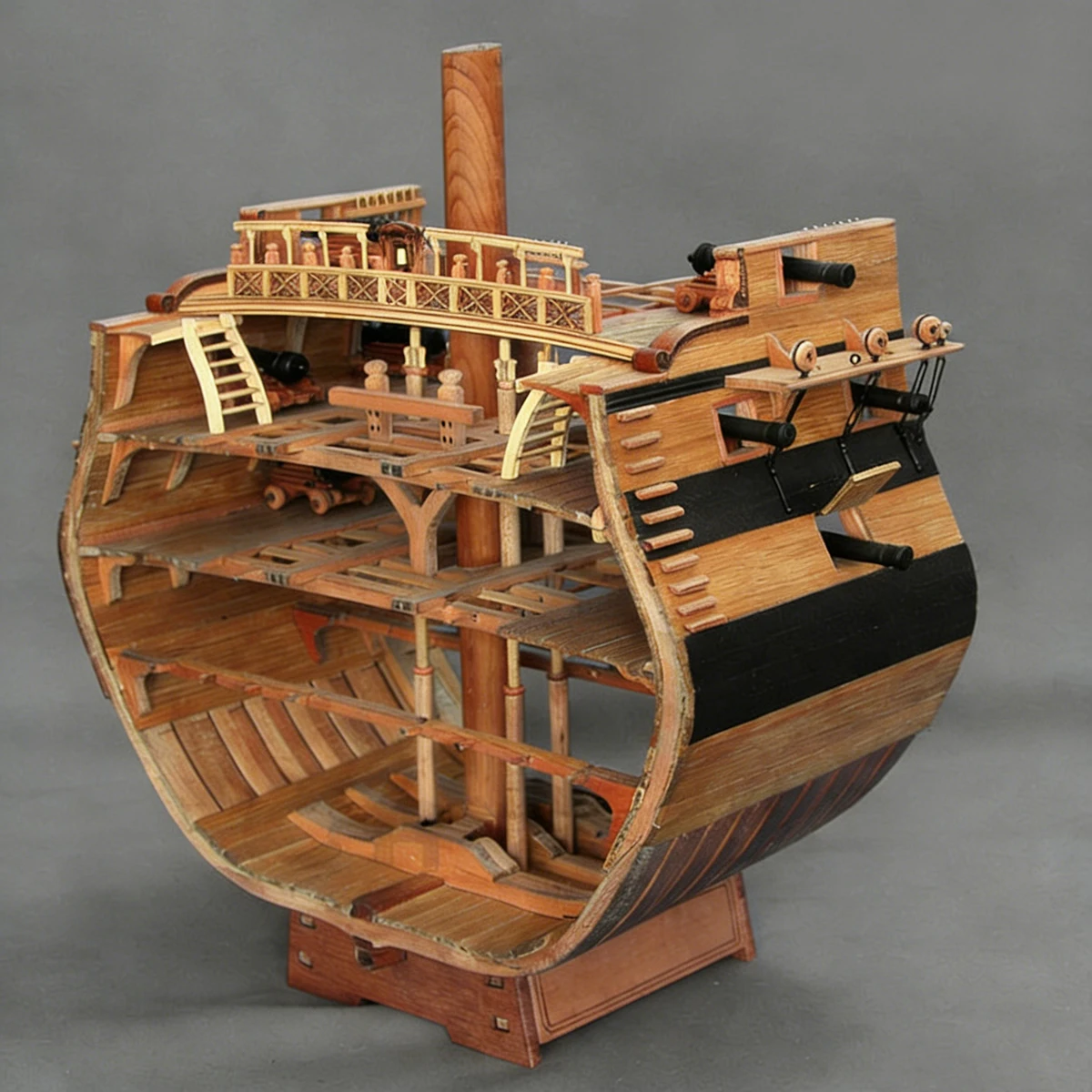 

1/48 USS Bonhomme Richard Gunboat Full-rib Cross-section Assembly Model 13cm Wooden Structure Ships Model Ship Toy Ornament