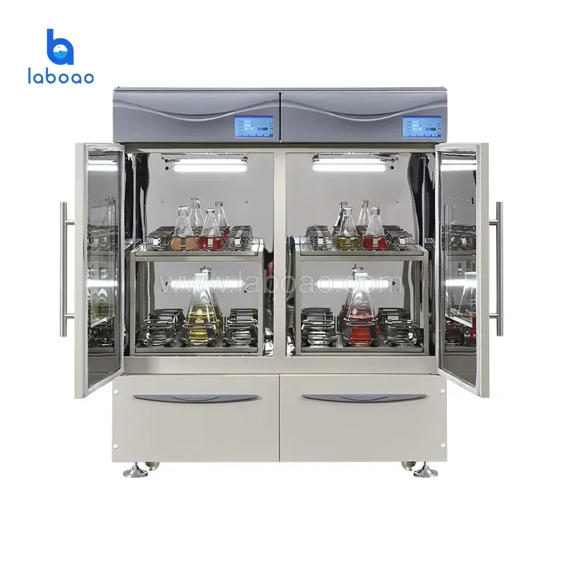 LABOAO Factory Two Separated Controlled Incubating Shaker Dual Independent Chamber Orbital Shaking for Lab
