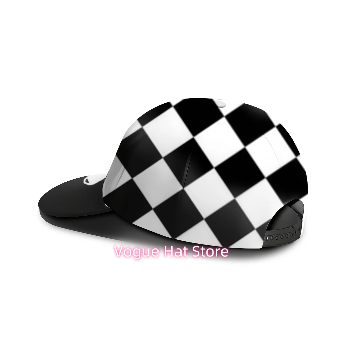 Monochrome Checkered Baseball Cap with Drop Print, Stylish Urban Cap, Adjustable for Both Genders, Ideal for Everyday Use And Hi
