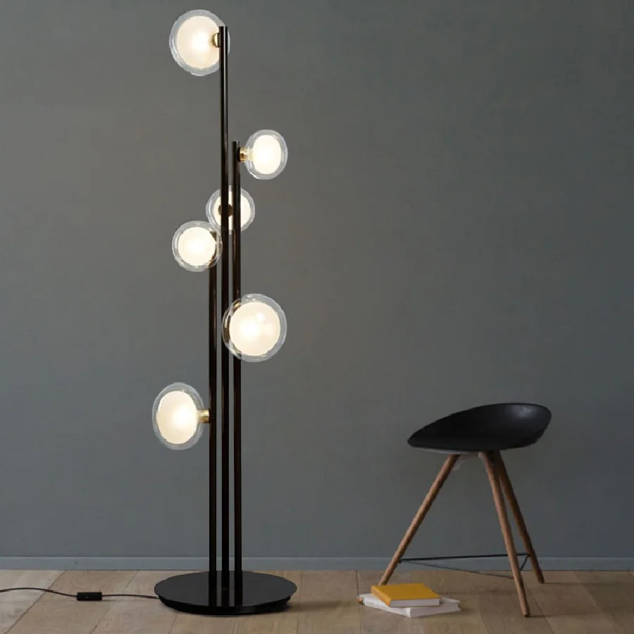 

Retro floor lamp Simple Nordic LED glass lamp For Bedroom Study Decoration G9 Designer Black sofa living room light