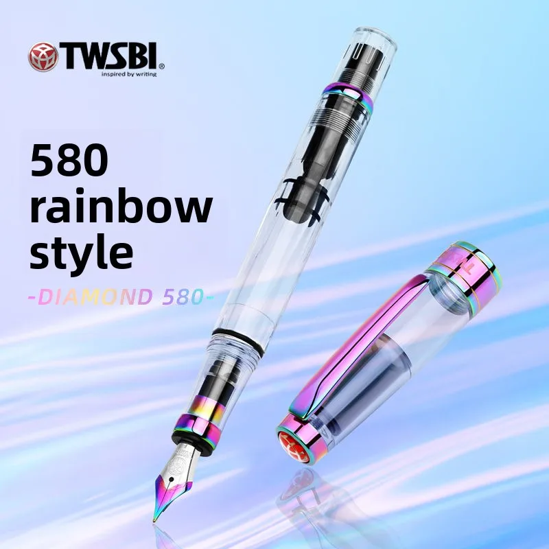 

TWSBI Diamond 580 Rainbow Style Limited Edition Piston Fountain Pen EF/F Nib, Smooth Writing Pen for Pen Lovers & Collectors