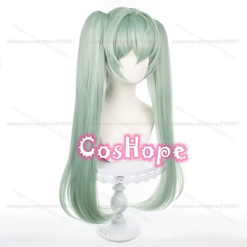 ZZZ كورين ويكس شعر مستعار تأثيري مع ذيل حصان مزدوج 70 سنتيمتر شعر مستعار أخضر طويل تأثيري أنيمي الباروكات مقاومة للحرارة بيروكات صناعية #3