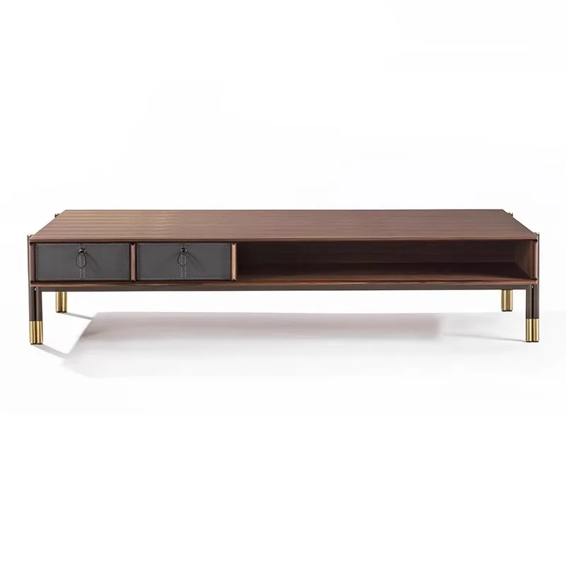

Italian Nordic retro minimalist rectangular coffee table North American black walnut solid wood