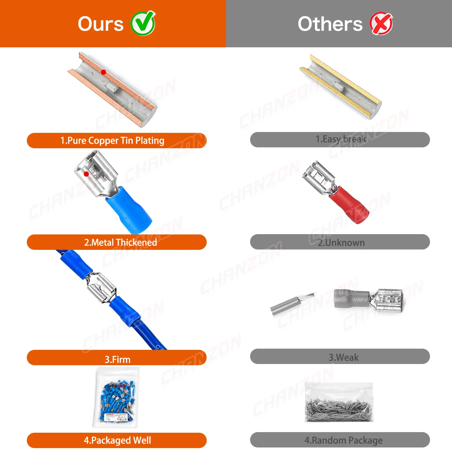 80/100PCS 4,8 Mm 6,3 Mm Isolierte Weibliche Spaten Crimp Draht Anschlüsse Solderless Verdrahtung Elektrische Kabel Terminals rot Blau Gelb – Detail 3