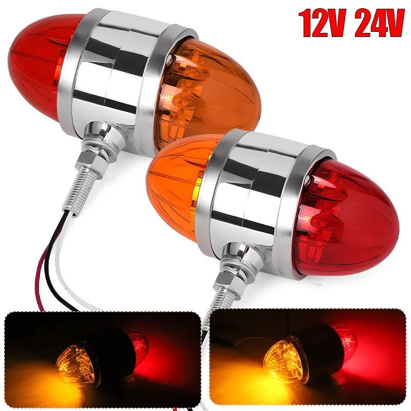 

Red Amber Double Face LED Watermelon Side Marker Light Trailer Truck Pedestal Fender Light Turn Signal Stop Warning Lamp 12V 24V