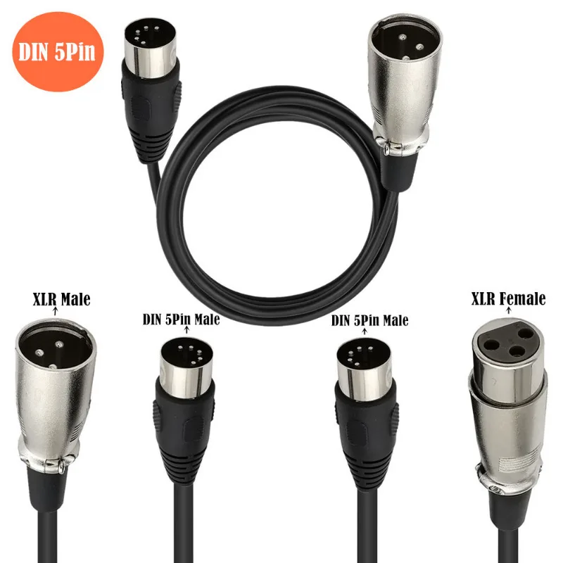 

Кабель-переходник MIDI-XLR, 3-контактный аудиокабель DIN-XLR для подбора музыкальных инструментов или кабелей с разъемом MIDI или XLR