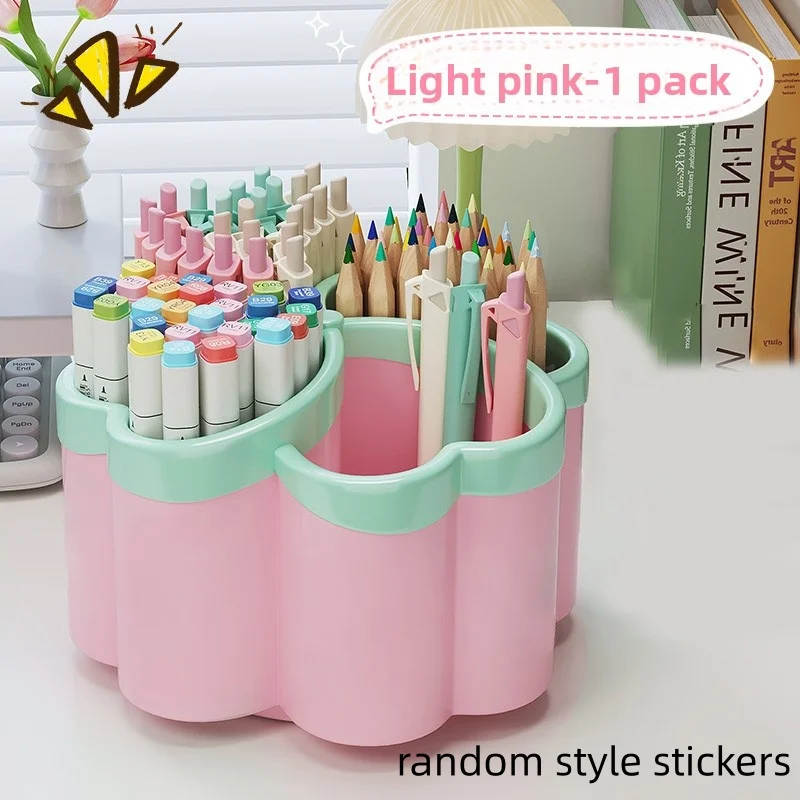 With 360 ° New Thickened Rotating Desktop Storage Box with Rotating Function - 4 Large Storage Spaces, Suitable for Office Supplies, Makeup Brushes, and School Essentials, Available in 3 Color Options, Space-Saving Design, Suitable for Home, Office, and Study, Desktop Accessories, Stationery Rack, Fun Design, Smooth Surface