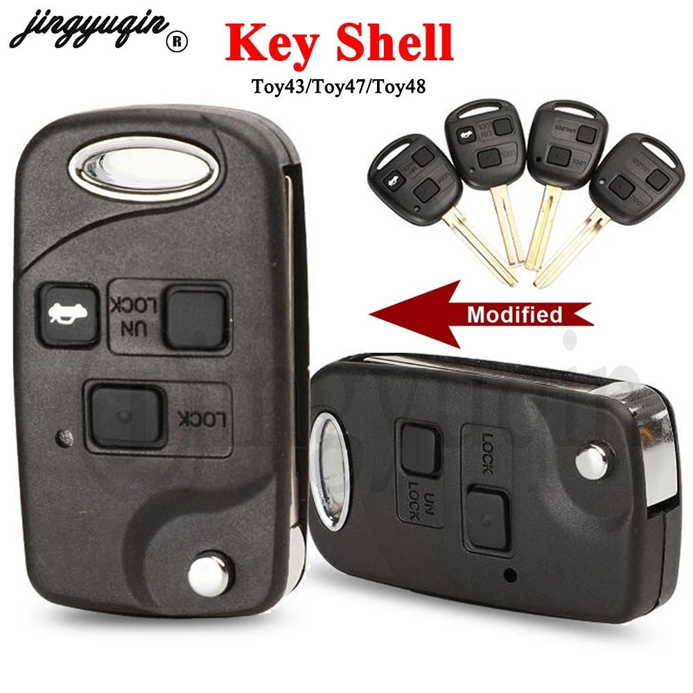 

jingyuqin 2/3 Buttons Car Flip Remote Key Shell Case For Toyota Yaris Prado Tarago Camry Corolla TOY43 /TOY47 /TOY48 Blade