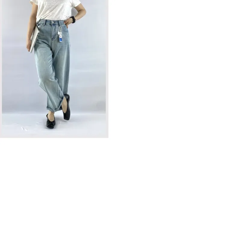 100KG 2025 Jeans dritti taglie forti Abbigliamento da donna Pantaloni larghi in denim sottile stile fidanzato premium 5328