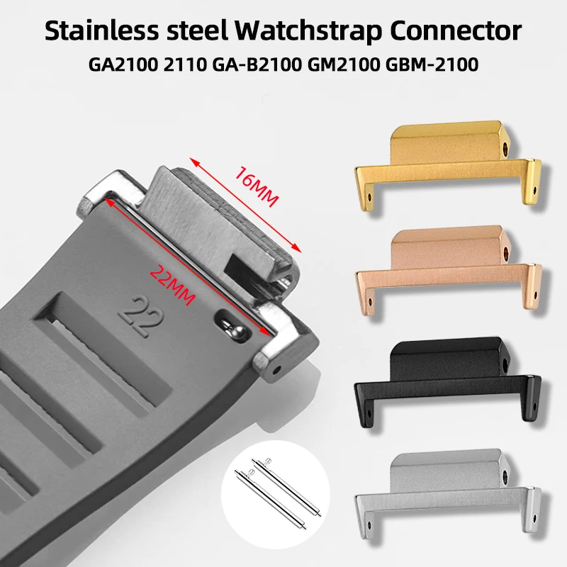 16mm Stainless steel Adapter For G-SHOCK Casio GA-2100 GA-B2100 GM2100 Metal Connector Farm oak watchband Accessories with tools