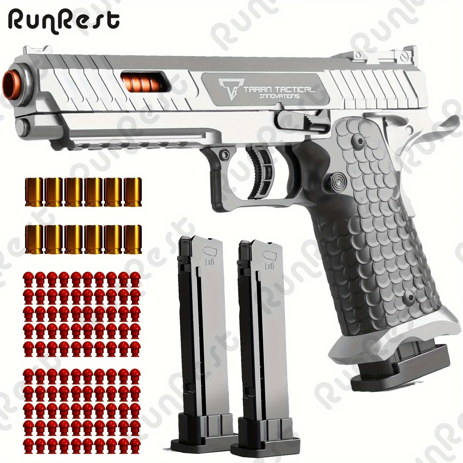 

Soft Bullet Gun Toy (1pc Gun + 8pcs Shell + 20pcs Bullet)Educational Model Pistol Shooting