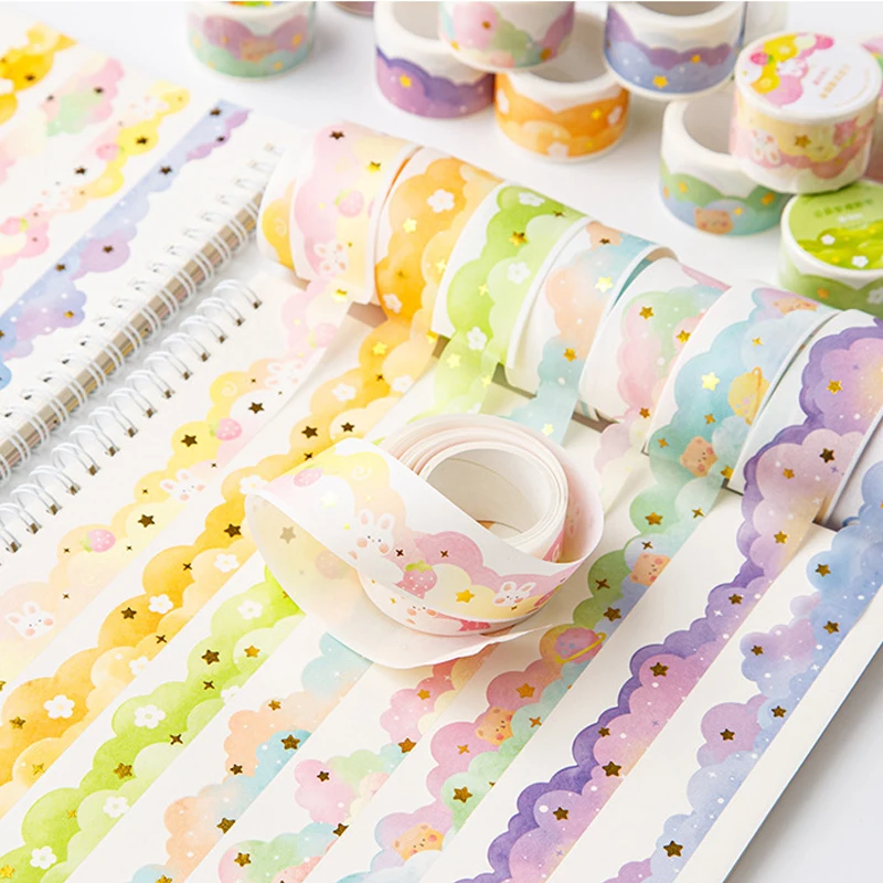 3m/Roll Cute Cloud Sparkling Tapes Paper Decorative Journaling Adhesive Masking Tape Scrapbooking Craft Diary Stationery Gift