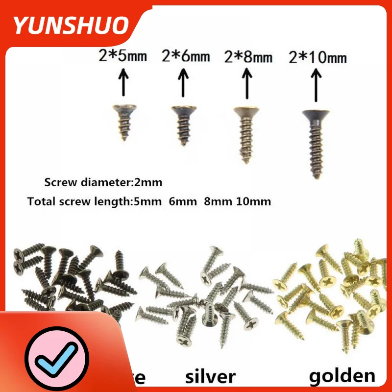 1000pcs 2x5mm 2x6mm 2x8mm 2x10mm Flat head screw Carpenter's small screw Furniture wooden  box hardware accessories