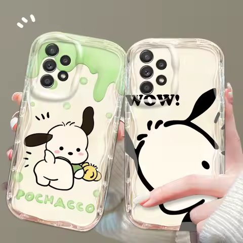 Cute Art Pochacco For Samsung A55 A54 A53 A52 A35 A34 A33 A32 A25 A24 A23 A22 A21S A15 A13 A14 5G Wave Oil Back Phone Case