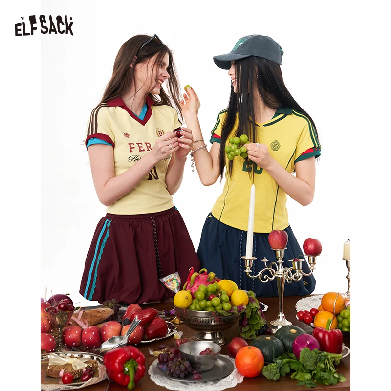 

ELFSACK Assorted Jersey Style T-shirts, Sporty Number Print Tees, Slim V-neck Short Sleeve Tops for Women