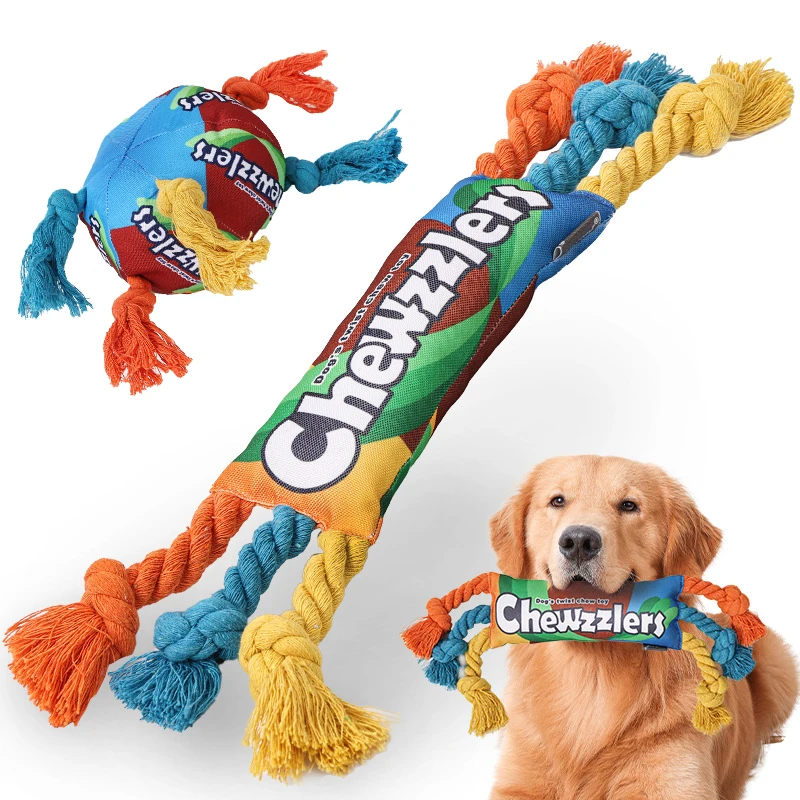 Juguetes para cachorros, cuerda para masticar de algodón colorida, juguete con nudo, limpieza duradera de dientes para perros, cuerda de hueso trenzada, accesorios para perros