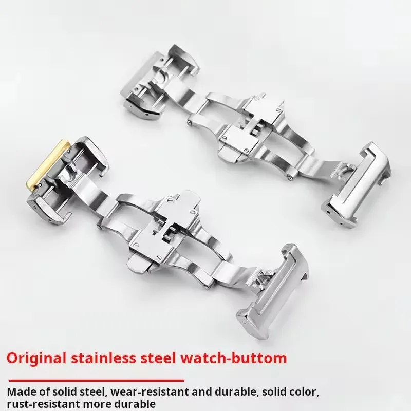 20 مللي متر 23 مللي متر سانتوس 100 حزام ساعة جلد ل كارتييه سانتوس 100 W20073X8 W2020005 حزام 18 مللي متر مشبك معدني قابل للطي سوار رجالي