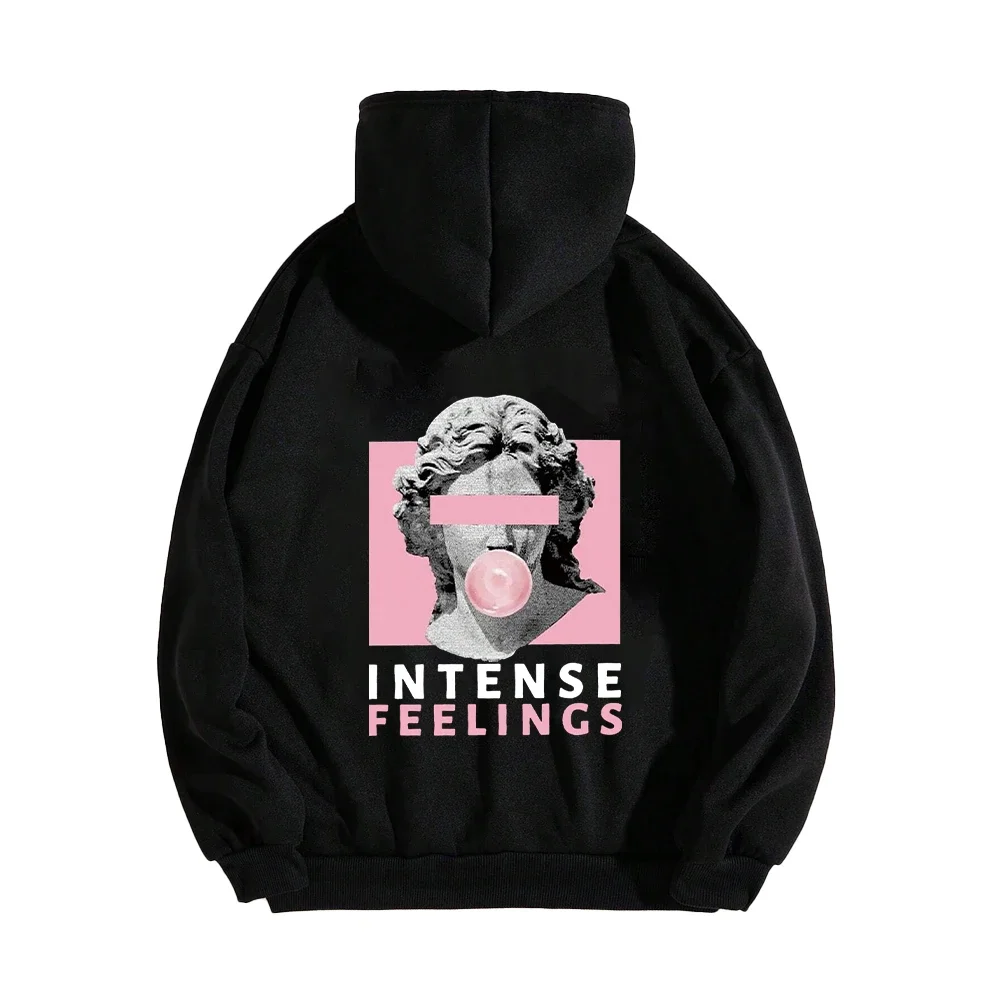 강렬한 느낌 드롭 크리에이티브 프린트 여성 후디, O-넥 캐주얼 풀오버, 힙합 후디, 포켓 맨투맨, Y2k 의류