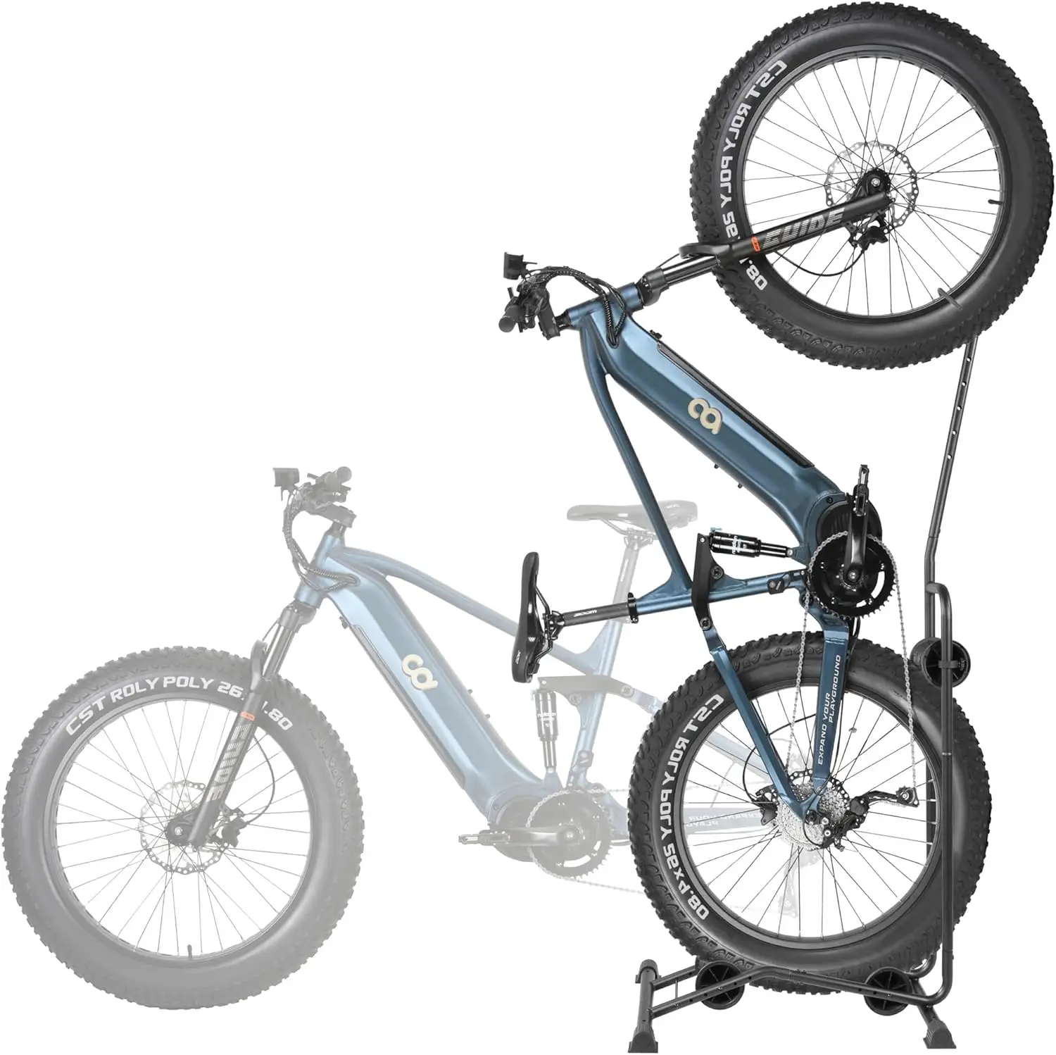 

Vertical & Horizontal Fat Tire Bike Rack - Holds Bikes up to 110 lbs, Ideal for E-Bike Storage in Garage