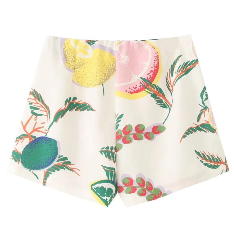 Set Dua Potong Wanita Musim Gugur 2025, Motif Buah Elegan, Skort & Blazer Kasual, Pakaian Stylish Cocok untuk Kantor dan Kegunaan Sehari-hari