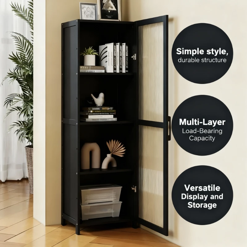 

Modern Floor Bookshelf Bookcase Leaning Wall Shelf Storage Rack Living Room Home Office Space Saving Easy Regal Assembly Storage