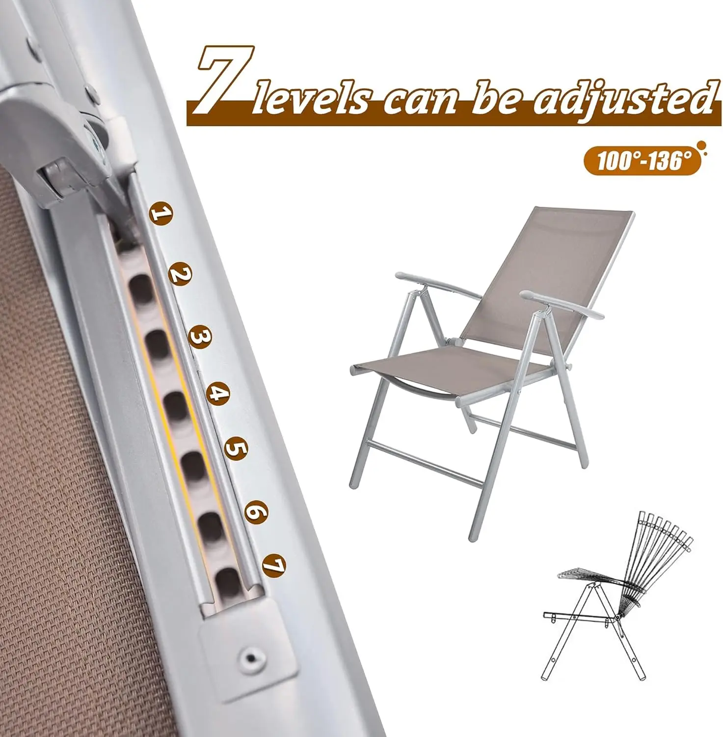 مجموعة من كرسيين من الألومنيوم قابلين للطي في الفناء، حبال خلفية قابلة للتعديل للاستلقاء في الأماكن المغلقة والخارجية وحوض سباحة للتخييم والحديقة