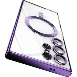 Luxury Magnetic Charging Magsafe Case For Samsung Galaxy S24 S23 S22 20 21 FE  Ultra Plus Wireless Transparent Cover
