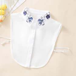 Women's Fashionable Embroidered Purple Butterfly Collar with Sweater half Shirt Versatile Decoration Chiffon Fake Collar