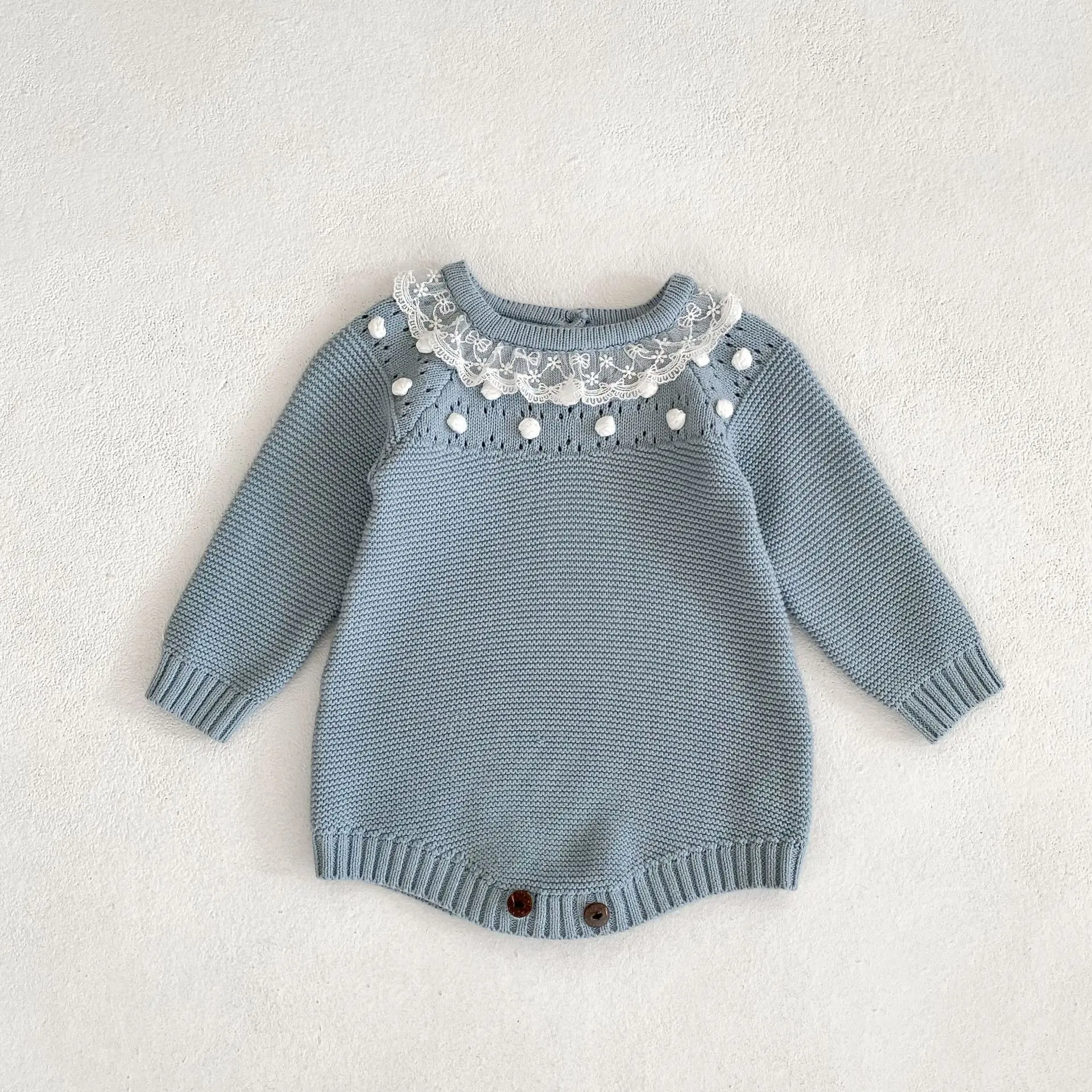 0-24M Baby Mädchen Strampler Stricken Neue Neugeborenen Spitze Warme Lange Hülse Overall Infant Prinzessin Party Strampler Kleinkind herbst Frühling Kleidung – Detail 13