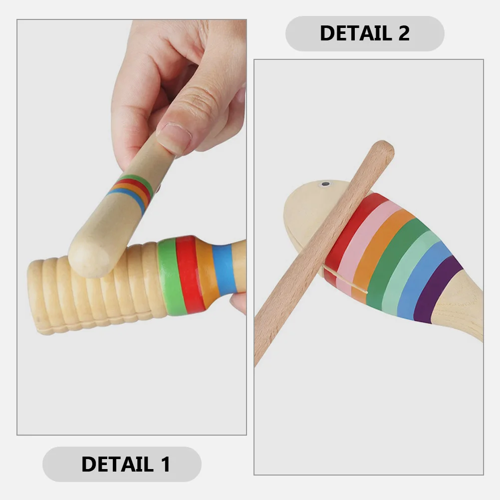 

3 Sets Suit Wooden Robe Rainbow Clapper Child Kids Musical Instruments Shaker