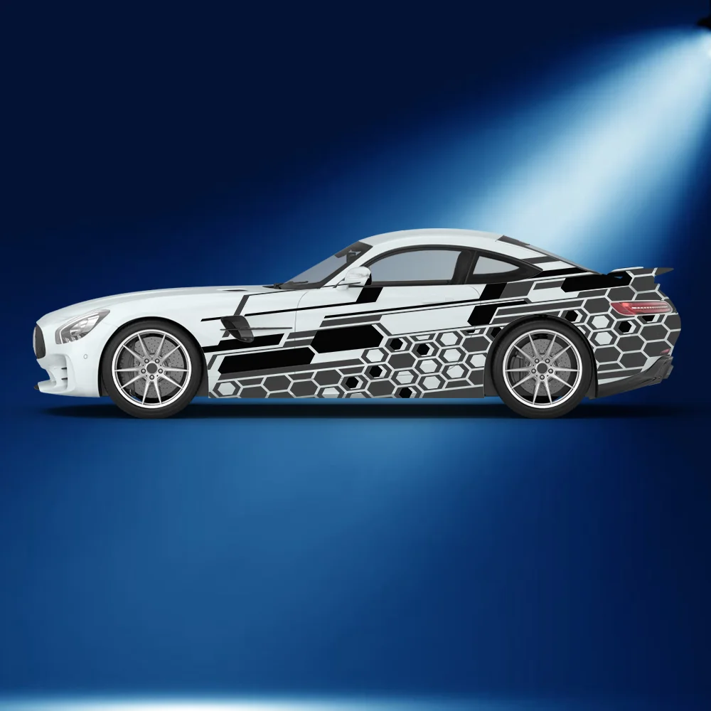 

Красочные гоночные сотовые линии, автомобильные виниловые обертки, самоклеящаяся наклейка из ПВХ, подходит для грузовиков, внедорожников, декора, автоаксессуары, подарок