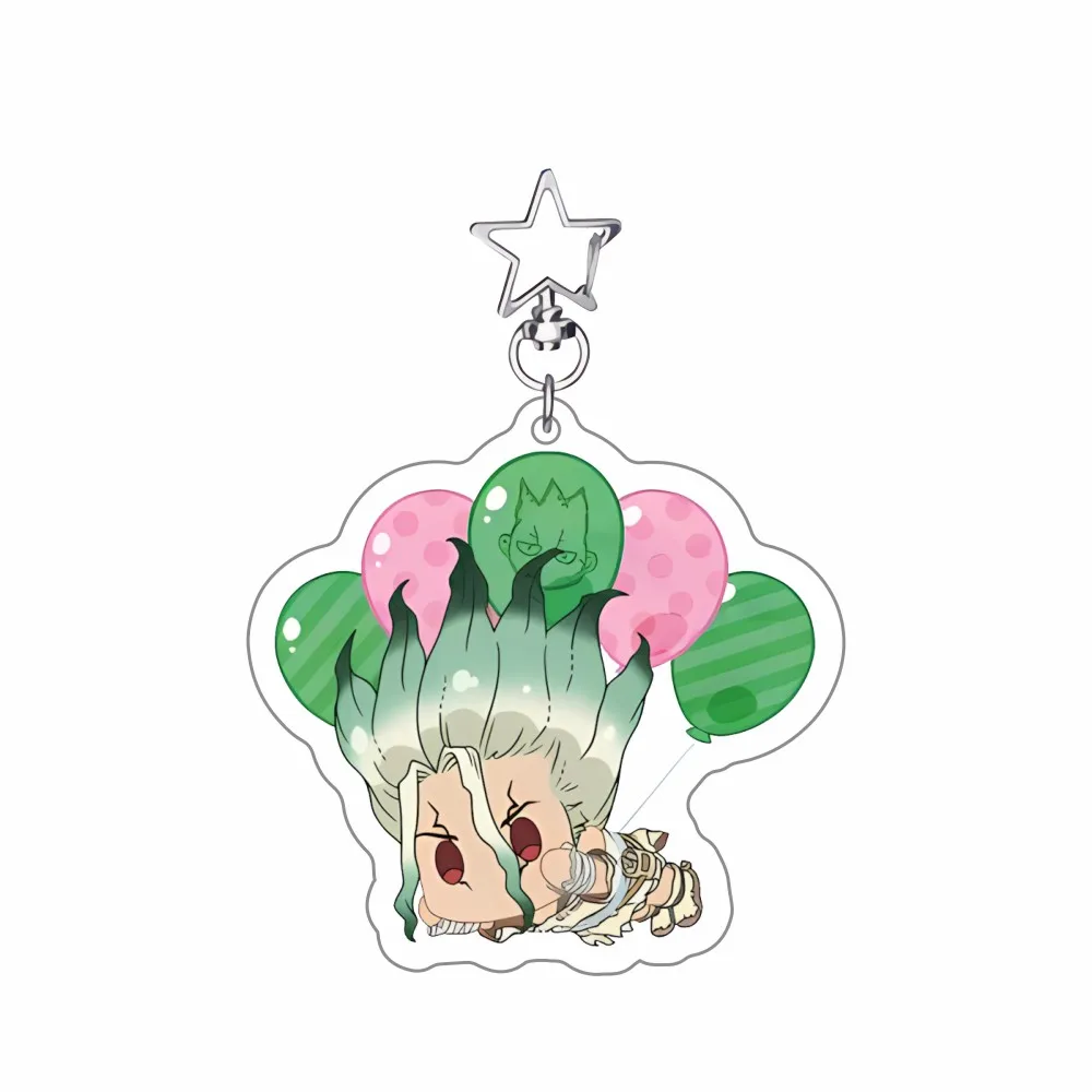 Anime Dr.STONE Q Version 6cm Acrylic Keychain Senku Gen Kohaku Tsukasa Ryusui Chrome Suika Desktop Ornament Collectible Fan Gift