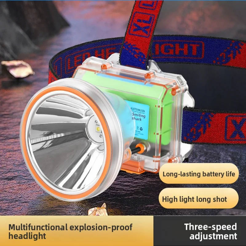 Waterproof and Explosion proof Fire Safety Hat Head Light LED Multi functional Head mounted Strong Light Transparent Work Light