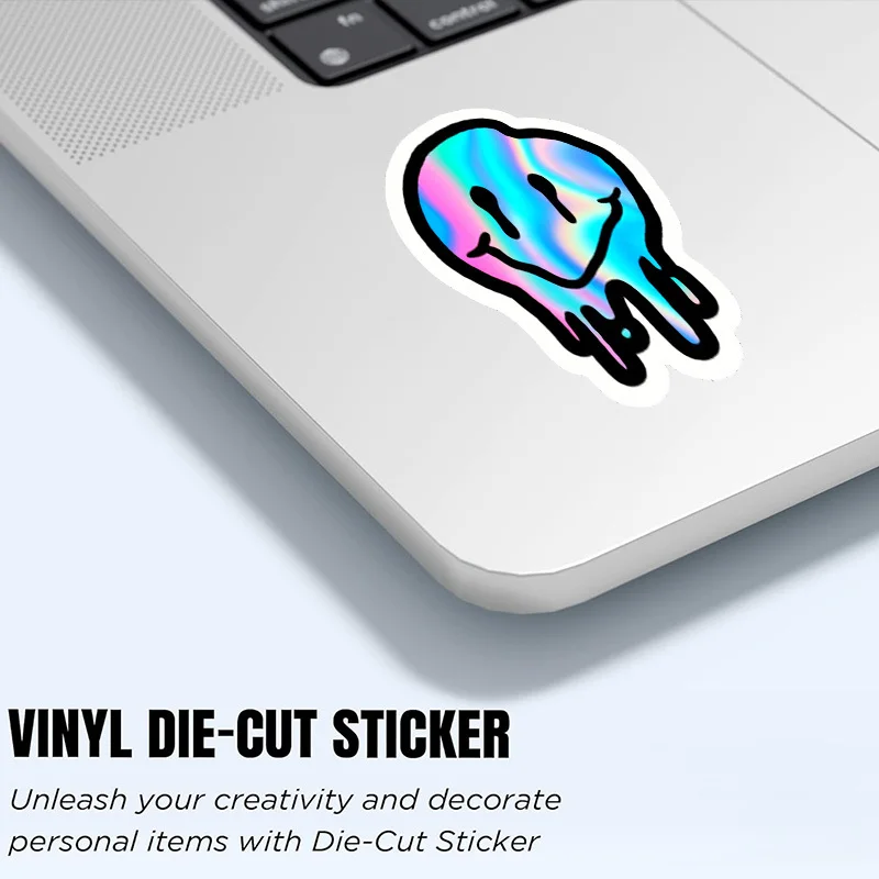 1PC Trippy Melting Smile Car Sticker, Holographic Face Decal for Cars, Trendy Ornament to Upgrade Your Car’s Appearance