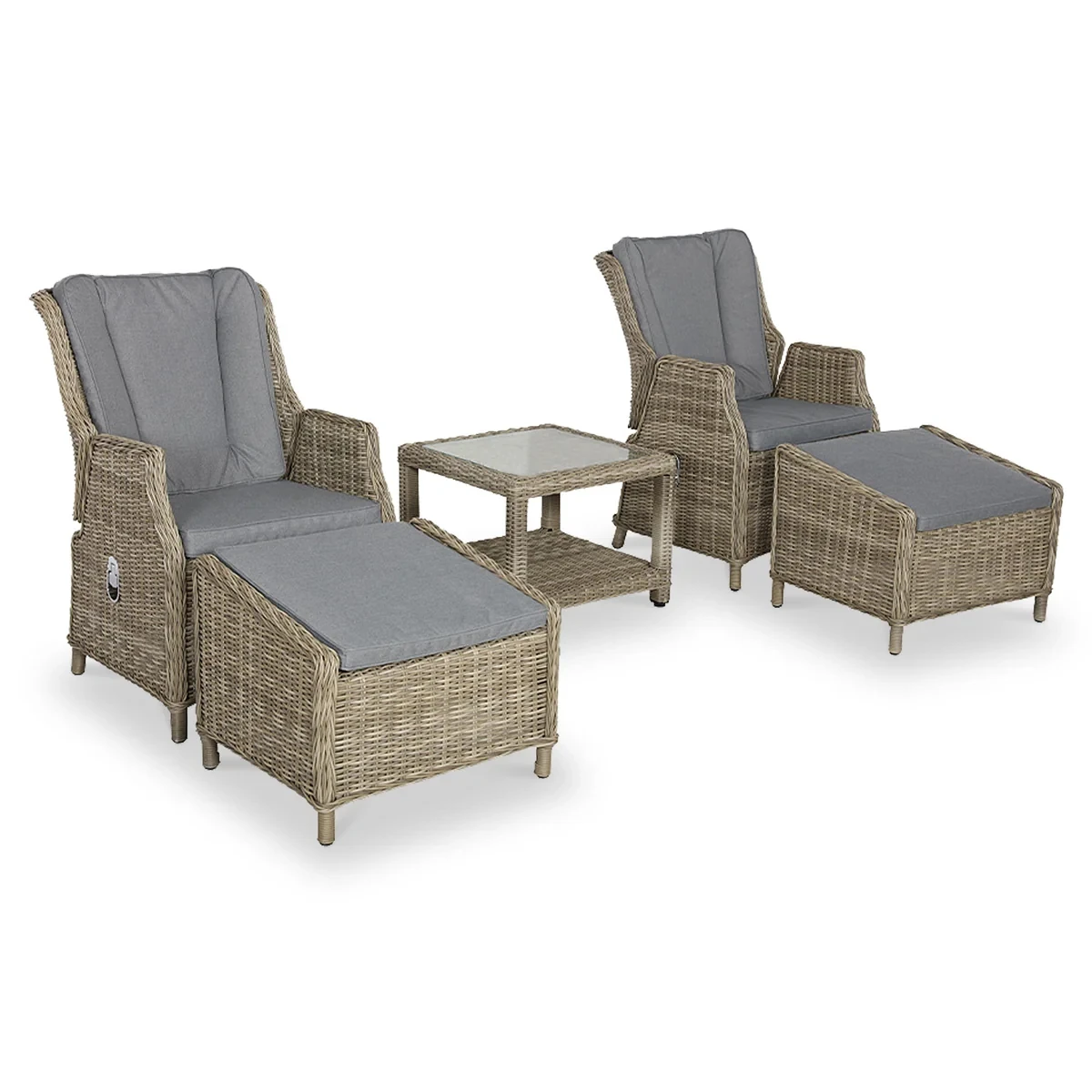 Hot Sale High Quality Comfortable Outdoor Wicker Sofa Suit Natural Rattan Furniture Rattan Deluxe Reclining Chair Set