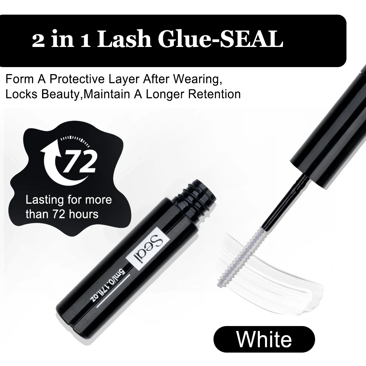 Lash Bond and Seal Lash Glue Waterproof 2-IN-1 Cluster Lash Glue for Eyelash Clusters Long Lasting Black Glue