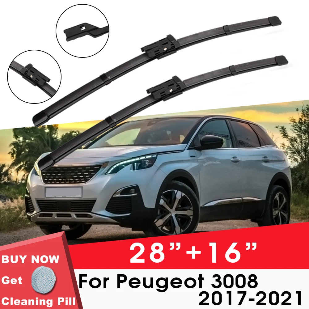 

Car Wiper Blade Front Window Windshield Rubber Silicon Gel Refill Wiper For Peugeot 3008 2017-2021 28"+16" Car Accessories