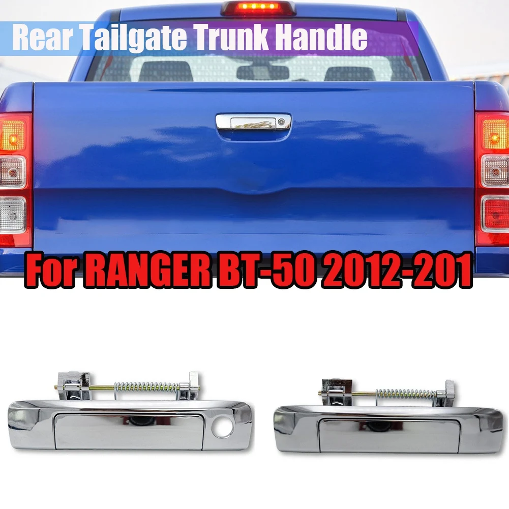 Chrome Rear Tailgate Handle Trunk Release Handle Switch (No Keyhole) for Ford Ranger Everest Mazda BT-50 2012-2019