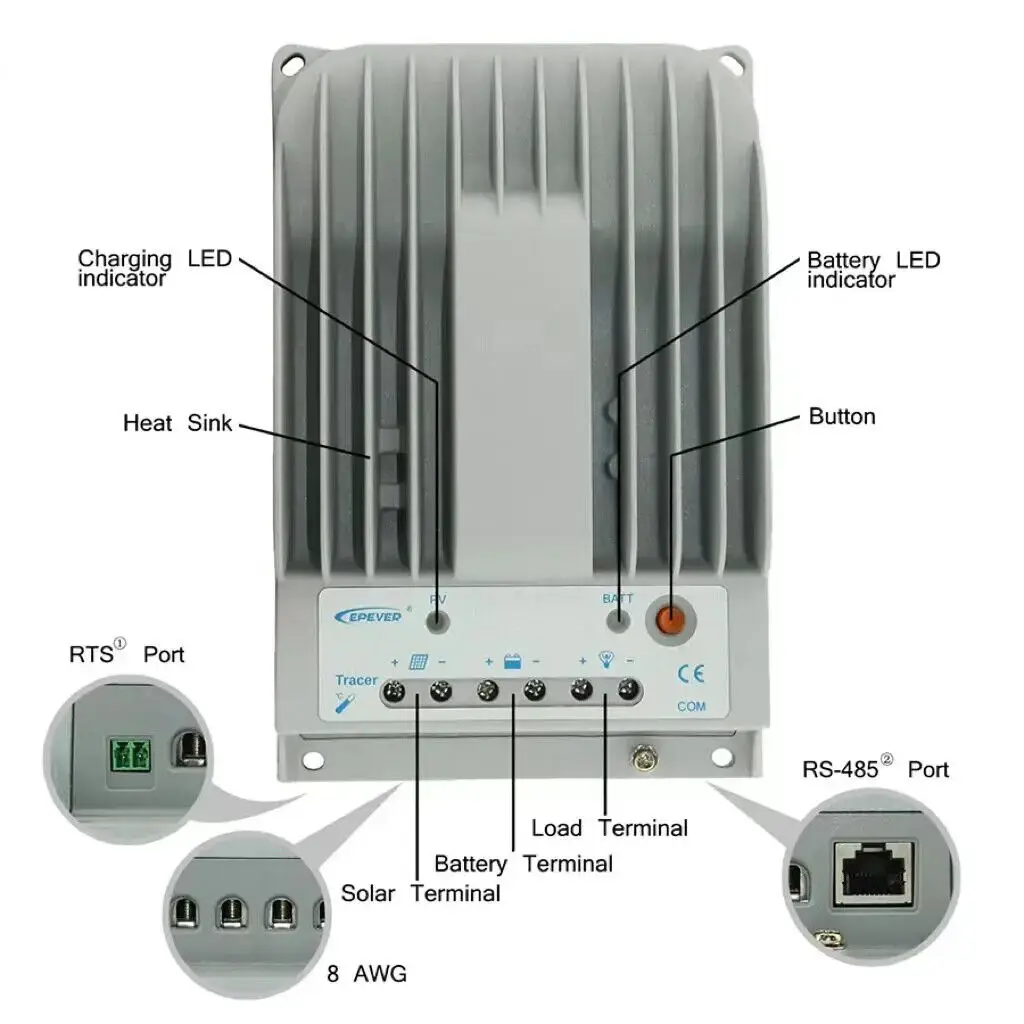 

Epever Negative Charge Controller 12V 24V 30A for Street Light Solar Controller