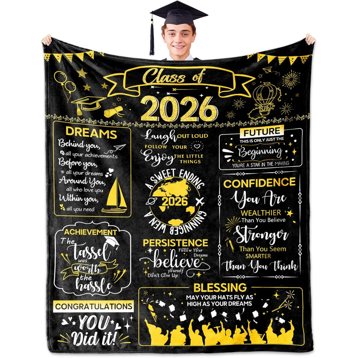 2026 Graduation Gift, Men'S College Graduation Throw Blanket 2D Digital Print, Women'S Graduation Gift, Graduation Present, Grad