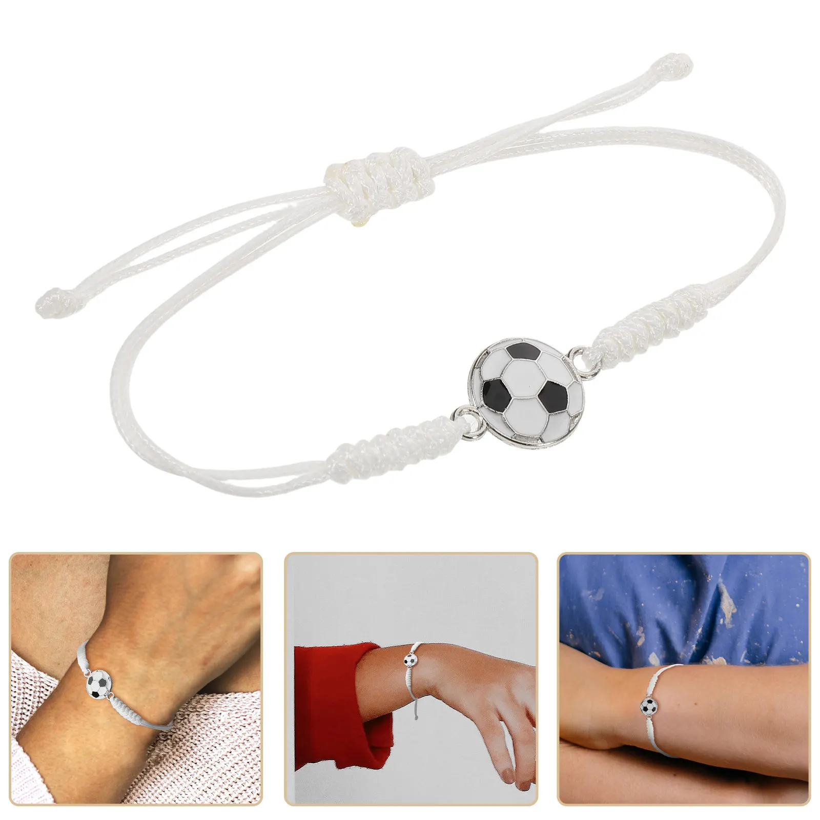 Soccer Bracelet Adjustable Braided Alloy Football Bracelet Sports Fans Accessories Men Women Boys Girls Soccer Party Favor