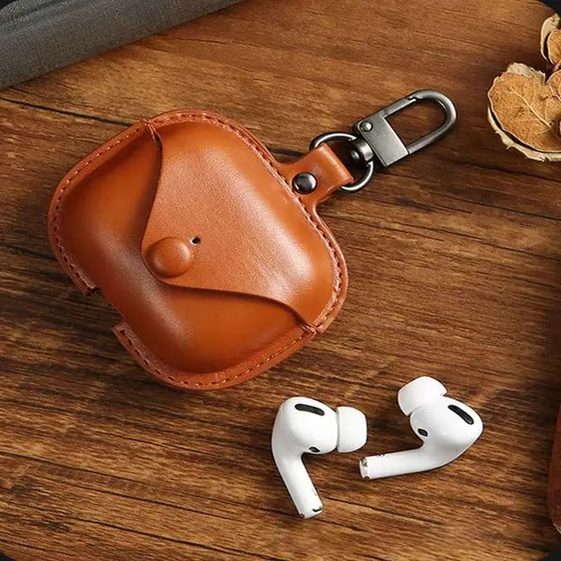 

Solid color leather, suitable for AirPods 1 2 3 and 4 generations Bluetooth earbuds protective case Apple AirPods Pro 2 case