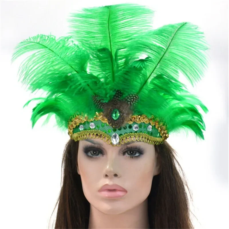 

9 Colors Spain Style Silver Sequined Party Headwear Carnival Masquerade Feather Headdress Brazil Rio Cuba carnival Float Mask