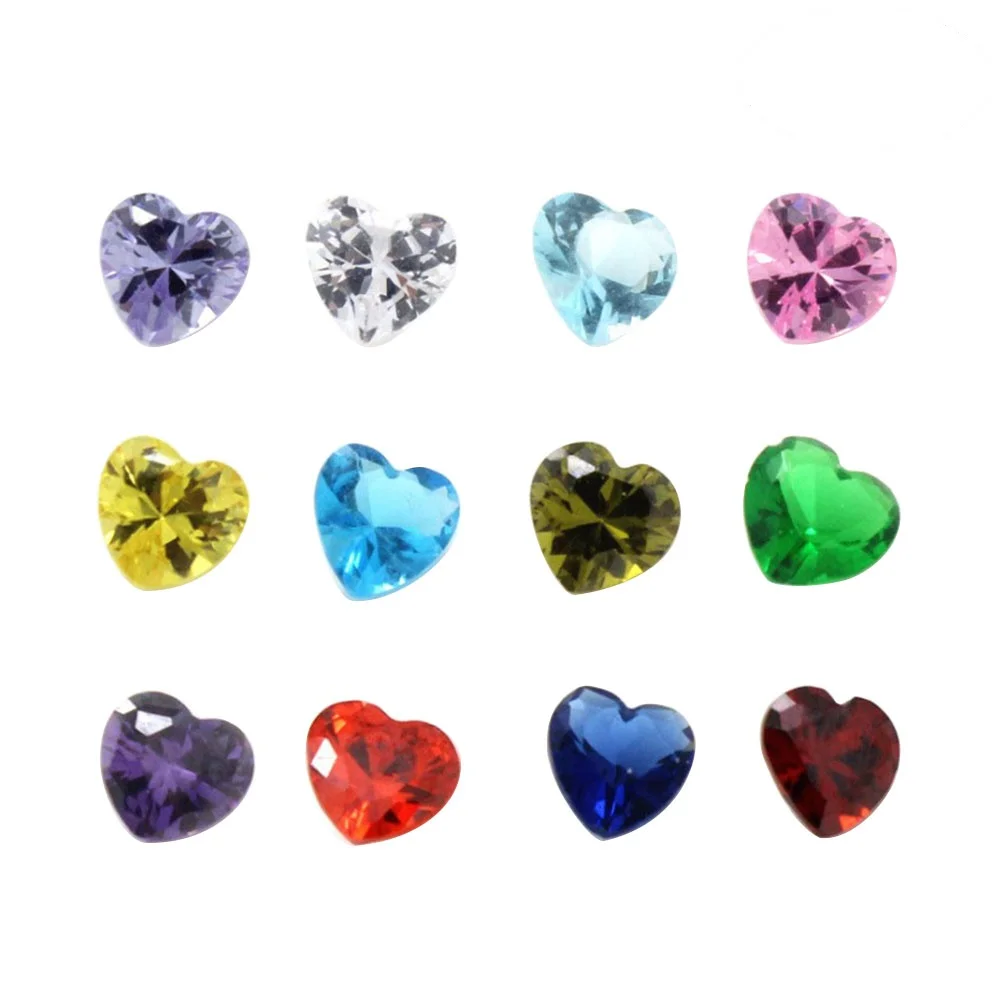 

50pcs Birthday Stones Heart Shaped Zircon 5X5X3Cm Craft Gems For Diy Jewelry Art Party Favors Decorative Accessories
