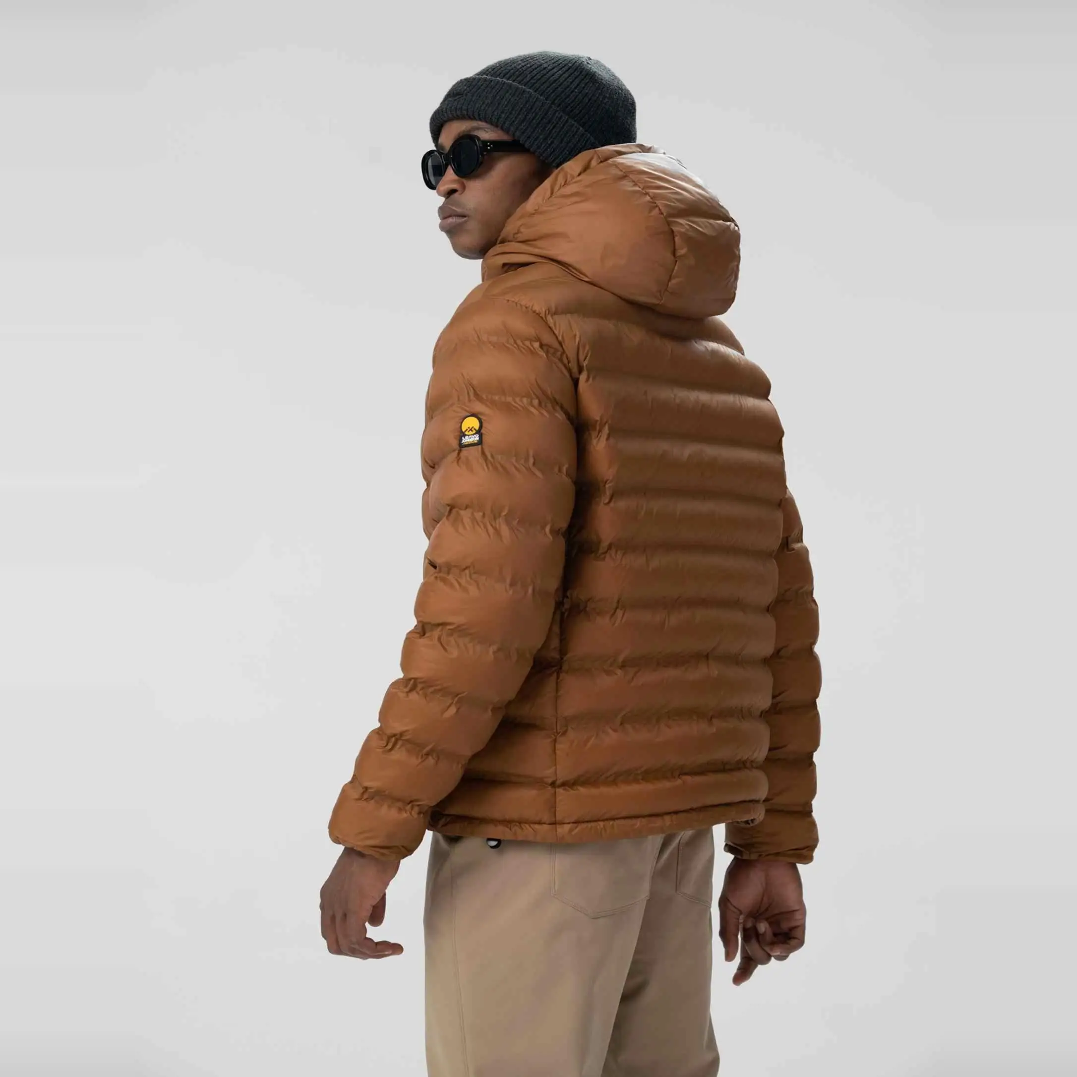 Italian High-End Men's Outdoor Cold-resistant Cotton Jacket Seamless Heat-sealed Hooded Fashion Urban Style Polyester Fabric