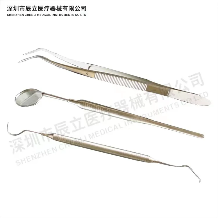 Dental materials Dental three-piece stainless steel set Dental three-piece set Mouth mirror Probe Tweezers Tools