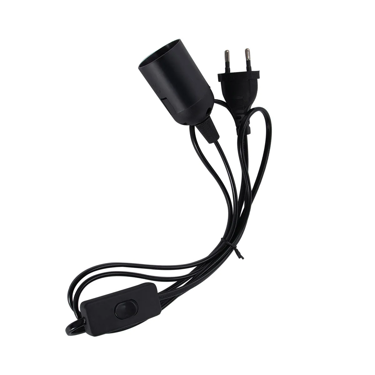 

E27 Lamp Holder Power Cable 1.8M Extension Cord Led Bulb Cable Wire Base Black Durable High Grade Material Indoor Lighting Decor