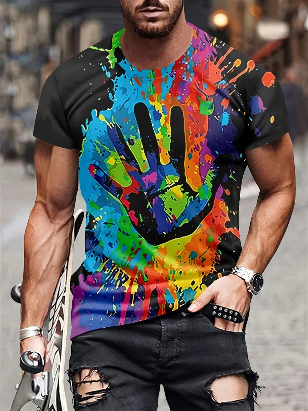 New Summer Fashion Music Art Color Neon Graffiti 3D T-Shirt Men Women Hip Hop Casual Streetwear Oversized T Shirt Cool Tops Tees