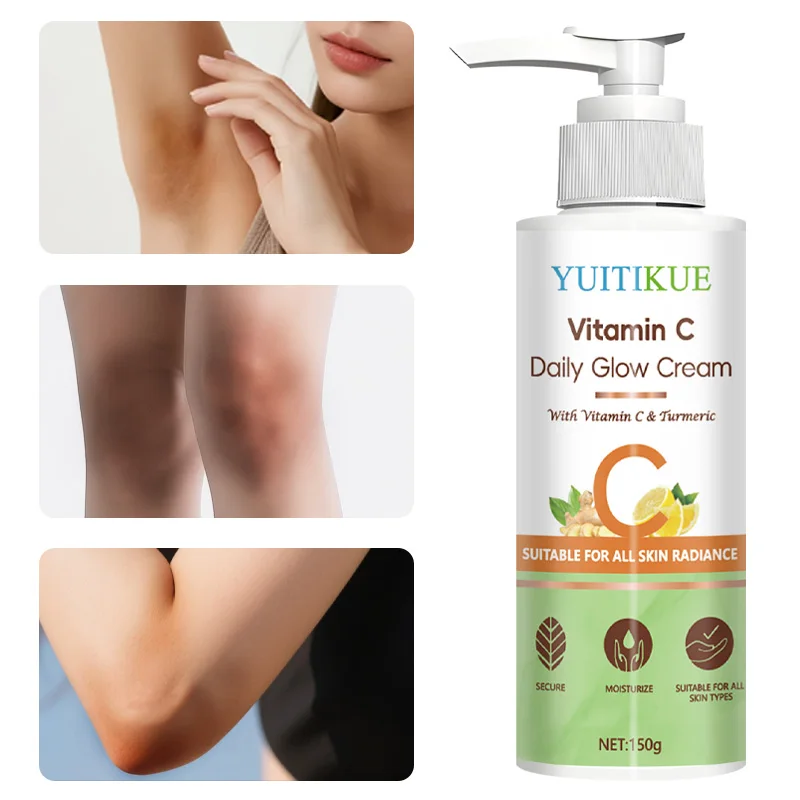 YUITIKUE Crema de brillo diario con vitamina C 150 g - Para rostro y todo el cuerpo, ilumina, hidrata y evece el tono de la piel, con cúrcuma